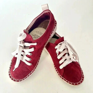 Maypol Handmade in Spain Crimson Red Soft Suede Lace Up Espadrille Size 36